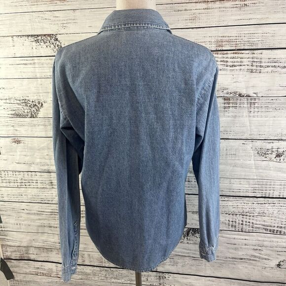 Vintage Ladies Hard Rock Cafe Cancun Shirt size Large Denim Jean Casual Guitars - Picture 8 of 9